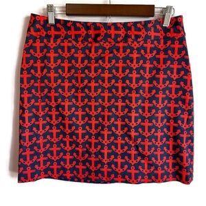 VINEYARD VINES Nautical College Patriotic Anchor Navy Red Cotton Mini Skirt 8